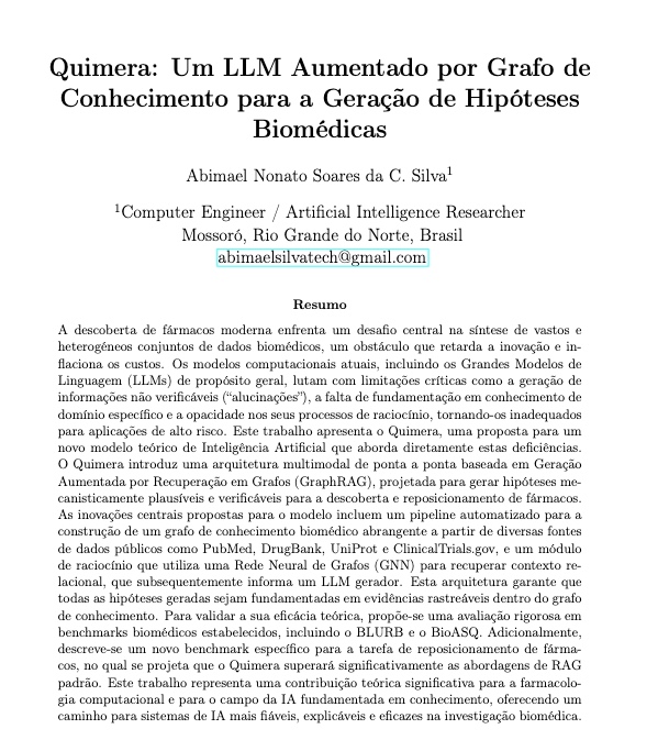 Artigo — Quimera: Um LLM Aumentado por Grafo de Conhecimento para Geração de Hipóteses Biomédicas